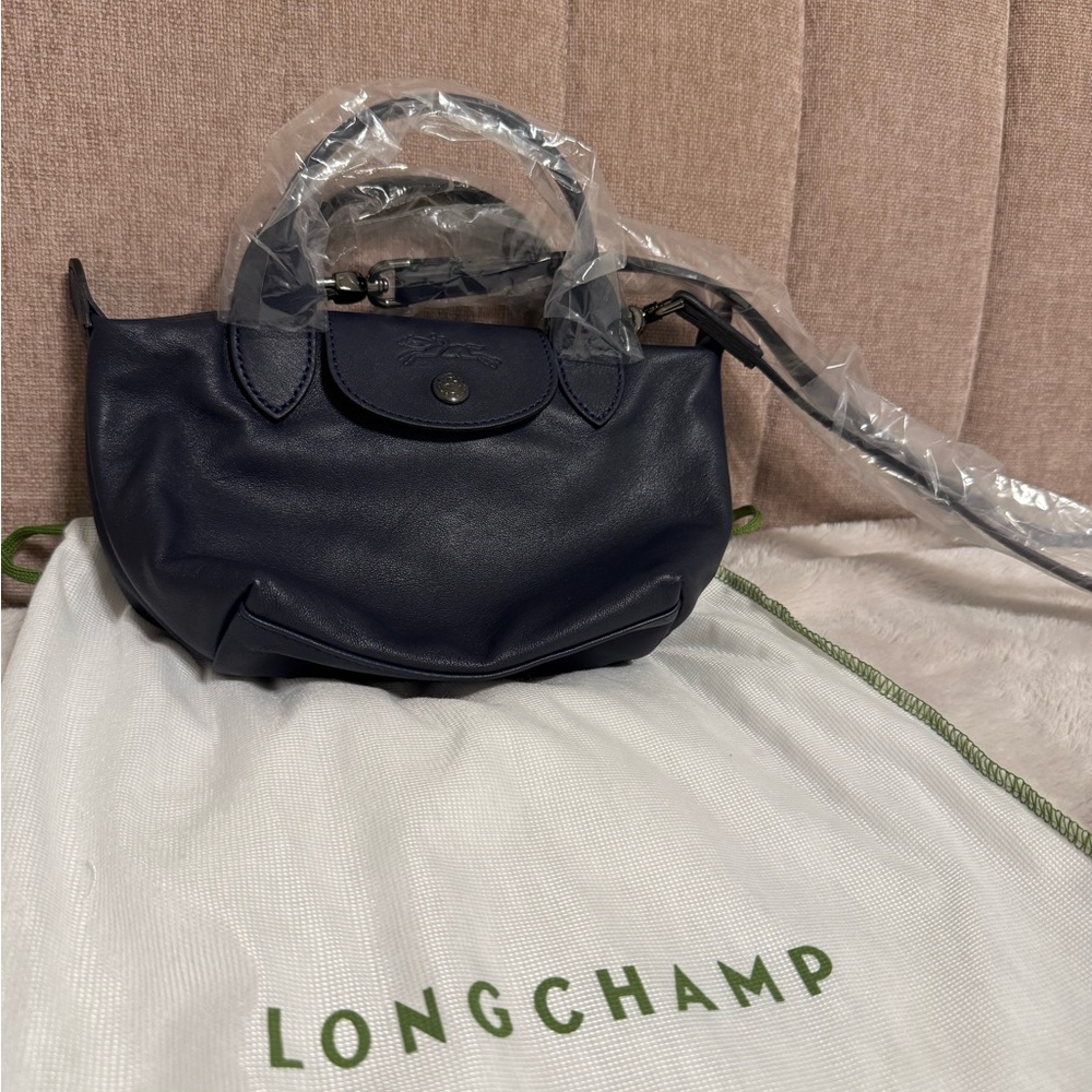 Longchamp MiniTop Handle Bag NAVY Leather NWT